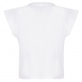 Tricou din bumbac cu logo-ul mărcii cu pietre, alb Guess 224307 3