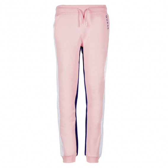 Pantaloni sport de bumbac, în roz și albastru Guess 224329 