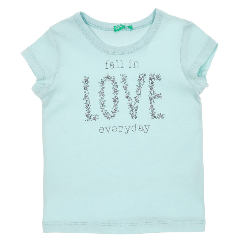Tricou din bumbac cu inscripția Se îndrăgostește în fiecare zi de un bebeluș, albastru  224426