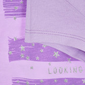 Tricou din bumbac cu imprimeu de brocart pentru bebeluș, violet Benetton 224432 3