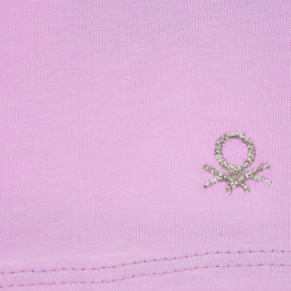 Tricou din bumbac cu sigla mărcii, violet deschis Benetton 224435 2