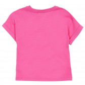 Tricou din bumbac cu inscripție din brocart pentru bebeluși, roz Benetton 224457 4