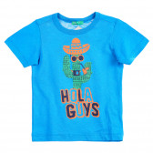Tricou din bumbac cu imprimeu, pentru copii, în albastru Benetton 224466 