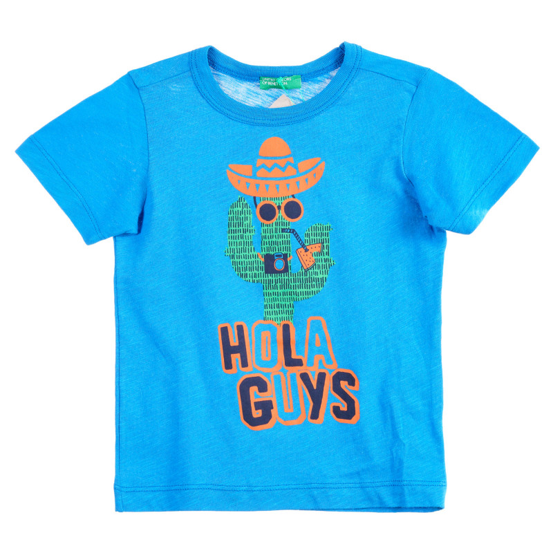Tricou din bumbac cu imprimeu, pentru copii, în albastru  224466