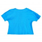 Tricou din bumbac cu inimă și inscripție de marcă, pentru copii, albastru Benetton 224485 4