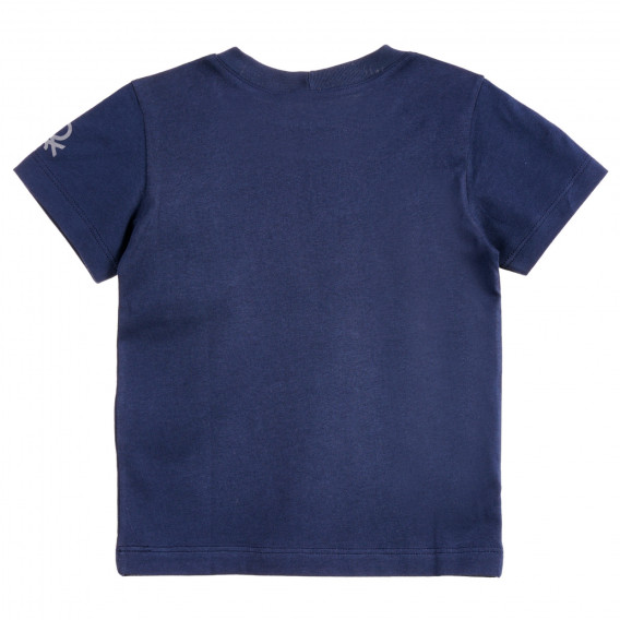 Tricou din bumbac cu sigla mărcii albastru închis Benetton 224505 4