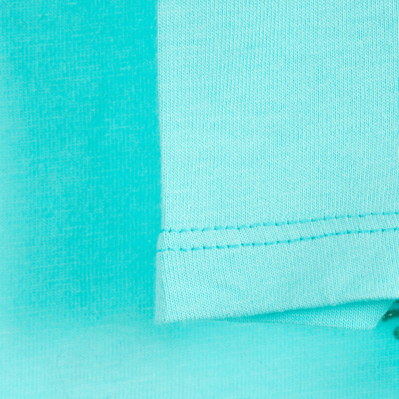 Bluză din bumbac cu mâneci scurte și inimă de brocart, albastră Benetton 224535 3