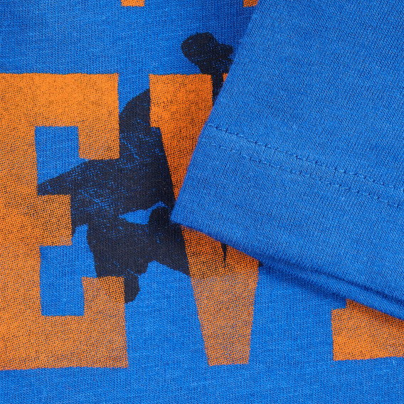 Tricou din bumbac cu imprimeu grafic, de culoare albastră Benetton 224543 3