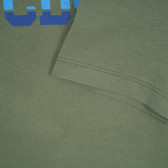 Bluza din bumbac cu mâneci scurte și inscripție, verde Benetton 224547 3