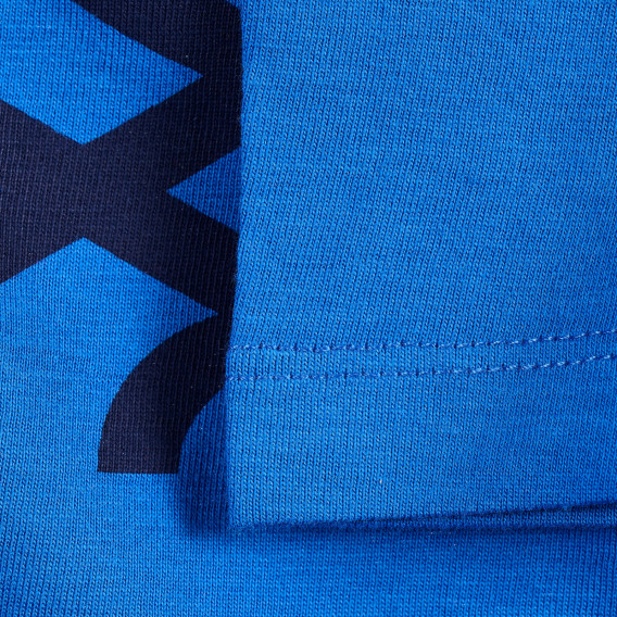 Tricou din bumbac cu sigla și numele mărcii, albastru Benetton 224563 3