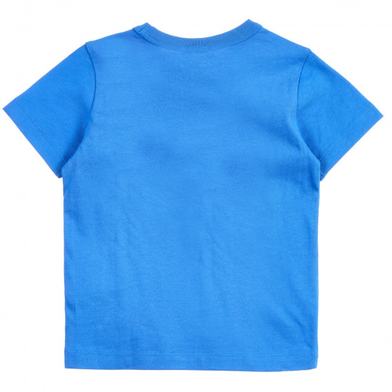Tricou din bumbac cu sigla și numele mărcii, albastru Benetton 224564 4