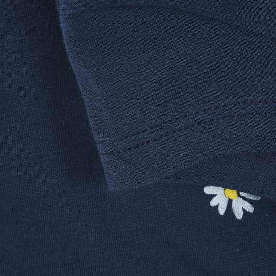 Tricou din bumbac cu imprimeu floral, albastru Benetton 224599 3