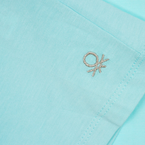 Tricou din bumbac cu sigla mărcii, albastru deschis Benetton 224611 2
