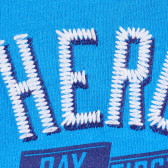 Tricou din bumbac cu inscripție, pentru copii, în albastru Benetton 224614 2