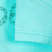Tricou din bumbac cu inscripție din brocart și stele, în verde deschis Benetton 224638 3