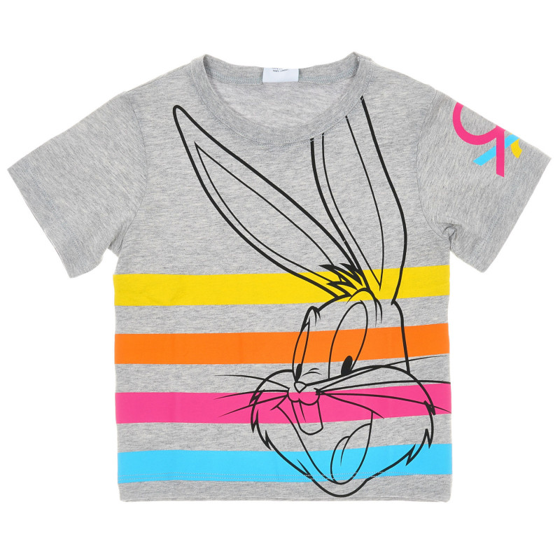 Tricou din bumbac cu margine colorată pentru bebeluși, gri  224664