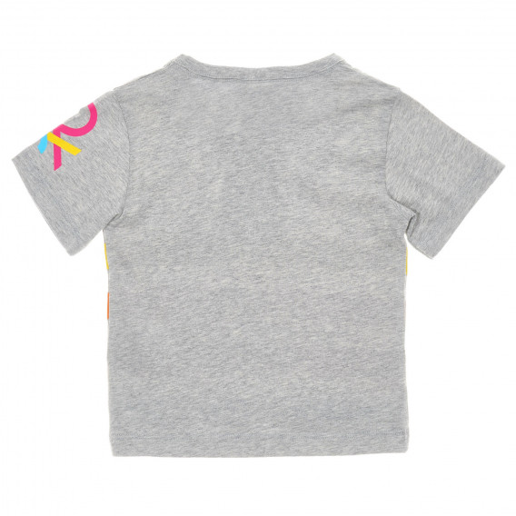 Tricou din bumbac cu margine colorată pentru bebeluși, gri Benetton 224667 4