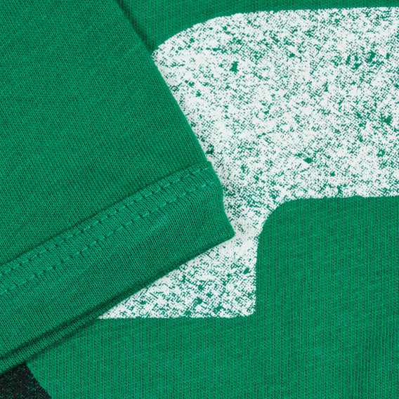 Bluză din bumbac cu mâneci scurte și imprimeu, verde Benetton 224686 3