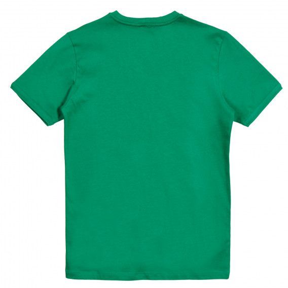 Bluză din bumbac cu mâneci scurte și imprimeu, verde Benetton 224687 4