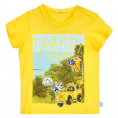 Tricou din bumbac cu imprimeu pentru bebeluș, de culoare galbenă Benetton 224696 