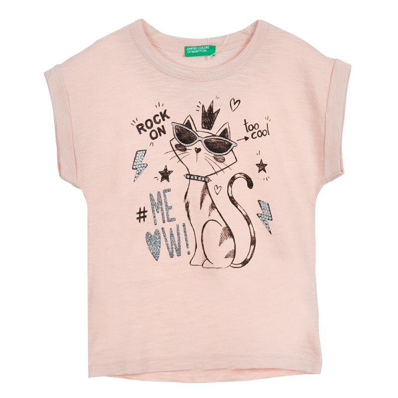 Bluză din bumbac pentru copii, cu imprimeu, roz  224708