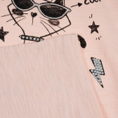 Bluză din bumbac pentru copii, cu imprimeu, roz Benetton 224710 3