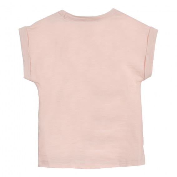 Bluză din bumbac pentru copii, cu imprimeu, roz Benetton 224711 4