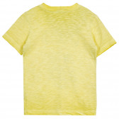 Bluză din bumbac cu mâneci scurte și inscripție, galbenă Benetton 224719 4