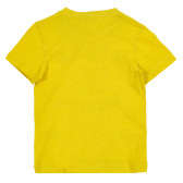Bluză din bumbac cu mâneci scurte și inscripție, galben Benetton 224722 3