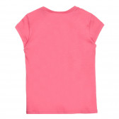 Tricou din bumbac cu inscripția mărcii, de culoare roz Benetton 224734 4