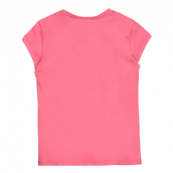 Tricou din bumbac cu inscripția mărcii, de culoare roz Benetton 224734 4