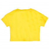 Tricou din bumbac cu inimă și inscripție de marcă, pentru copii, galben Benetton 224738 4