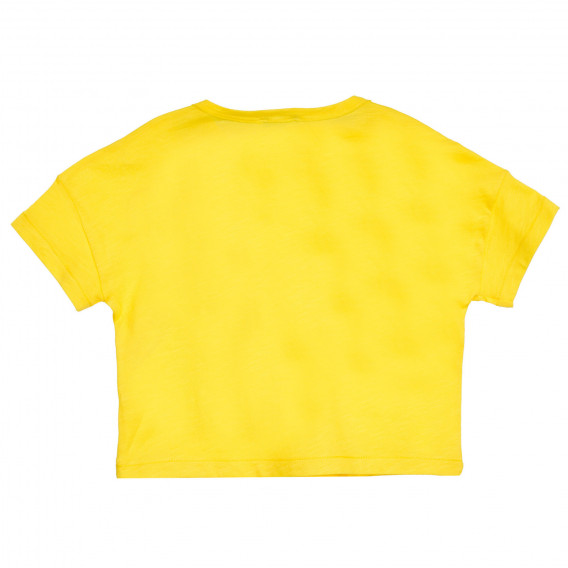Tricou din bumbac cu inimă și inscripție de marcă, pentru copii, galben Benetton 224738 4