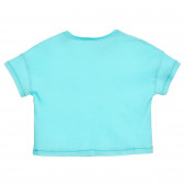 Tricou din bumbac cu inscripție pentru bebeluș, albastru deschis Benetton 224742 4