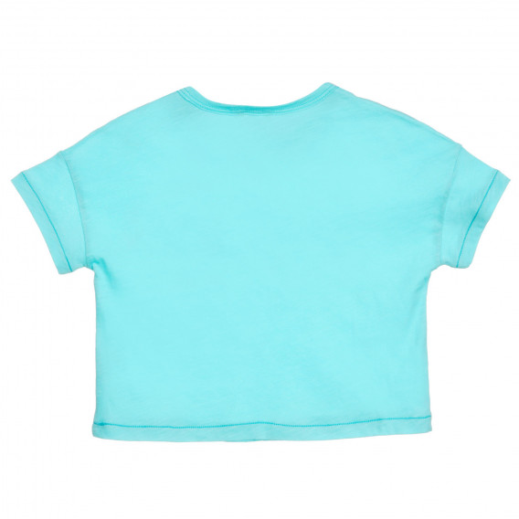Tricou din bumbac cu inscripție pentru bebeluș, albastru deschis Benetton 224742 4