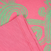 Tricou din bumbac cu inscripție verde, roz Benetton 224753 3