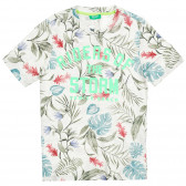 Tricou din bumbac cu imprimeu floral, bej Benetton 224763 