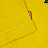 Tricou din bumbac cu inscripție, în galben Benetton 224781 3