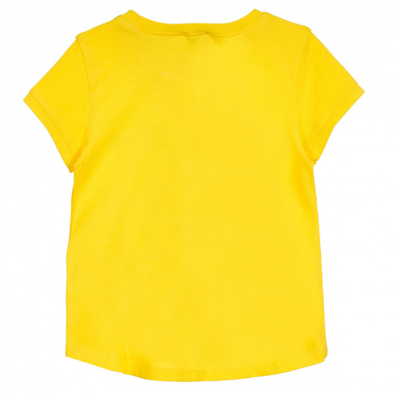 Tricou din bumbac cu imprimeu grafic, în galben Benetton 224786 4