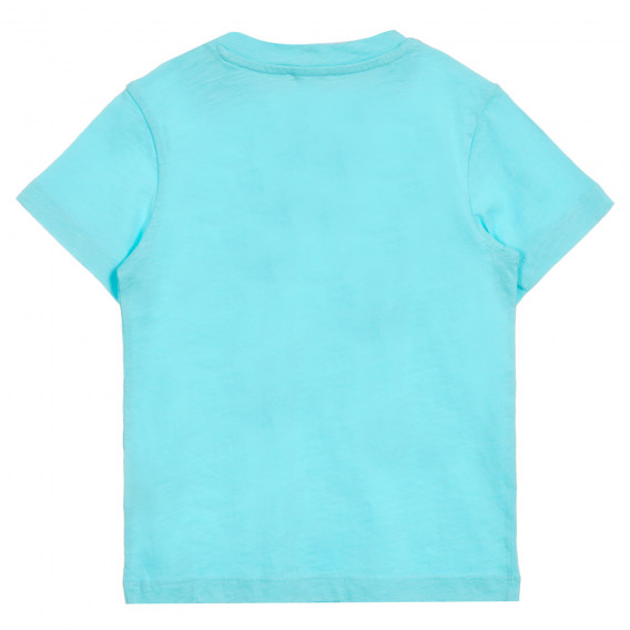 Tricou din bumbac cu imprimeu palmier, albastru deschis Benetton 224794 4