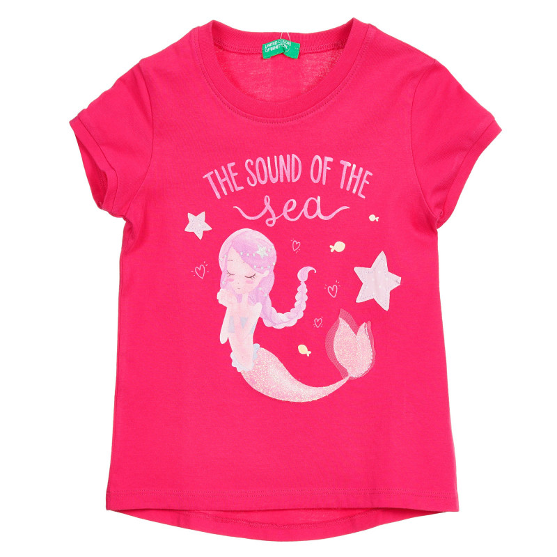 Tricou din bumbac cu imprimeu sirena, roz  224815