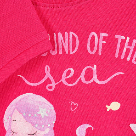 Tricou din bumbac cu imprimeu sirena, roz Benetton 224817 3