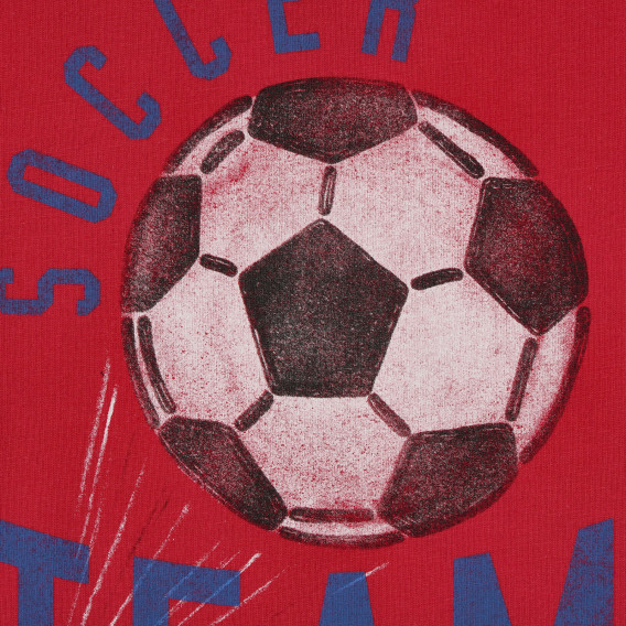 Tricou din bumbac cu imprimeu de minge de fotbal, roșu Benetton 224820 2
