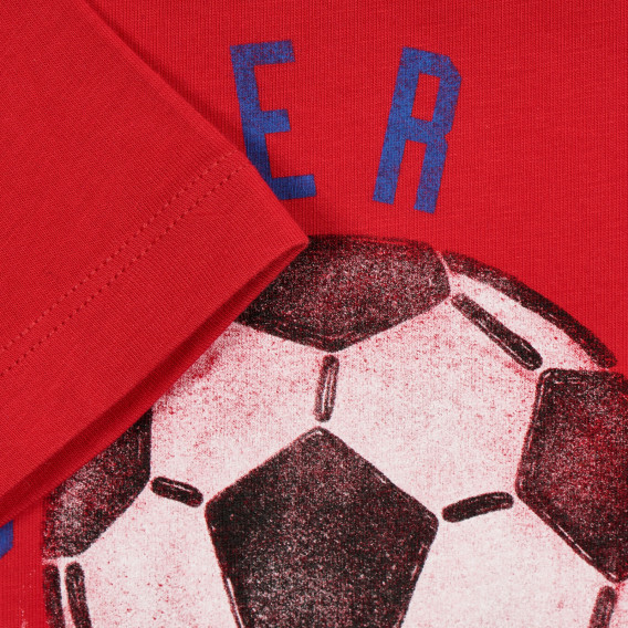 Tricou din bumbac cu imprimeu de minge de fotbal, roșu Benetton 224821 3
