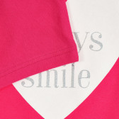 Tricou din bumbac cu inimă și inscripție din brocart, roz Benetton 224829 3