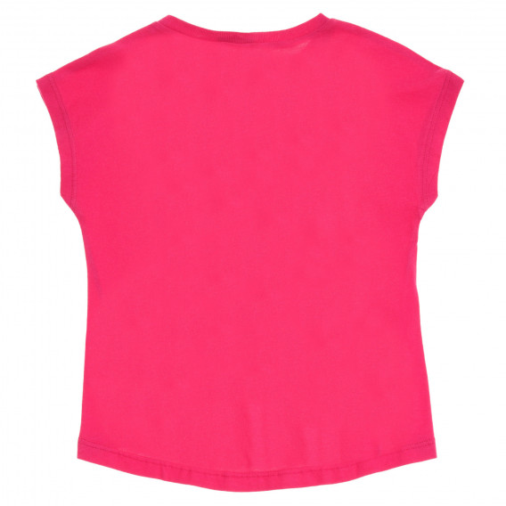 Tricou din bumbac cu inimă și inscripție din brocart, roz Benetton 224830 4
