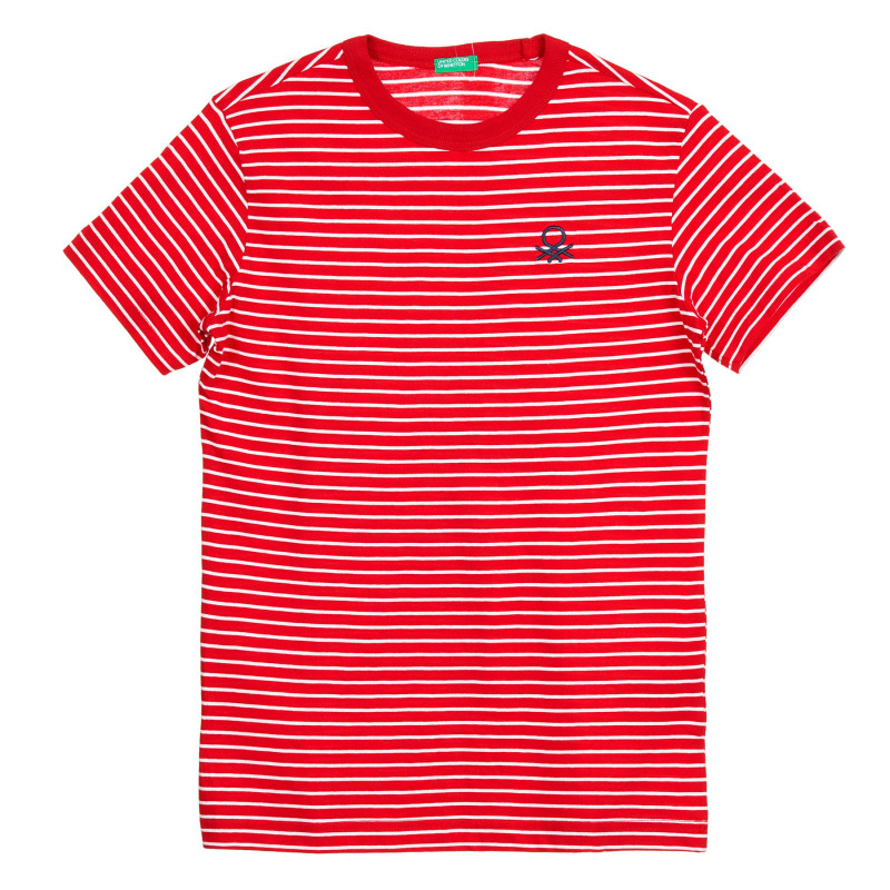 Tricou din bumbac în dungi roșii și albe  224831