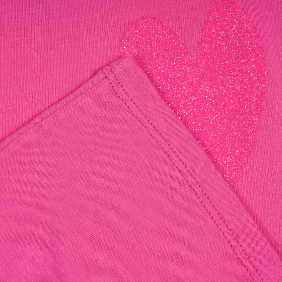 Bluză din bumbac cu mâneci scurte și inimă de brocart, roz Benetton 224845 3