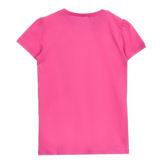 Bluză din bumbac cu mâneci scurte și inimă de brocart, roz Benetton 224846 4