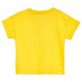 Tricou din bumbac cu inscripție din brocart, galben Benetton 224858 4